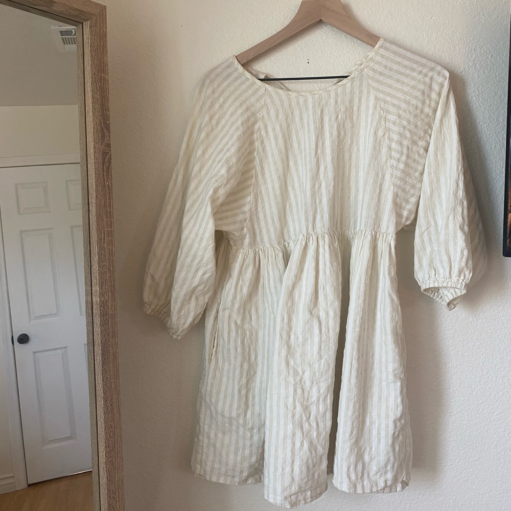 Striped Linen Mini Dress